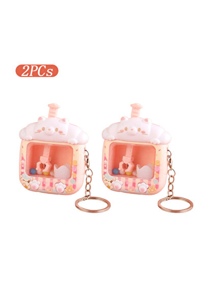 Choice 2PCs-Pink 1~8PCS Claw Machine Shape Keychain on The Phone Cute Small K...