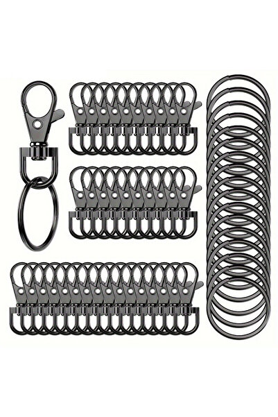 Choice black 20PCS Keychain Hook with Key Ring Keychain Clip Hook with Flat R...