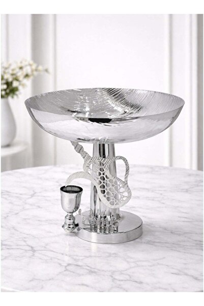 ALQANNAS Luxury Silver Sweets & Pastry Serving Tray with Decorative Base | La...