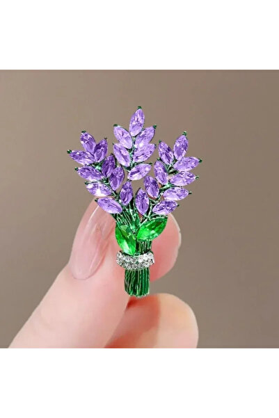 purple Exquisite Purple Lavender Broh Women's Brohes Crystal Rhinestone Bouquet Pins Clothing Coat L