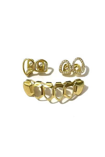 Choice Golden A Set of Hip-Hop Double Hollow Fangs, Suitable for Both Men And...
