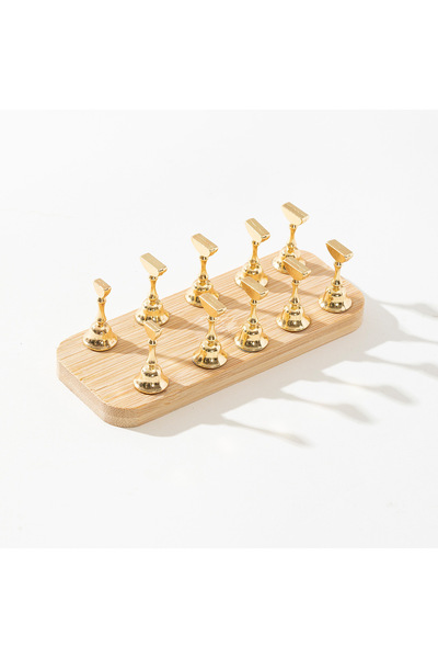 Choice حامل أظافر خشبي رمادي فاتح لعرض الأظافر اللاصقة، حامل أظافر مغناطيسي ل...