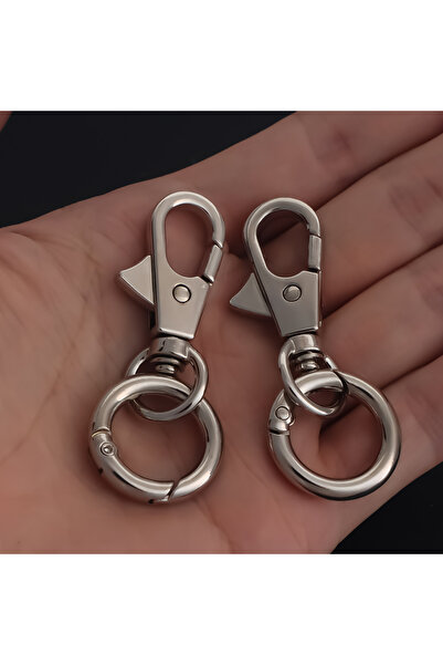 Choice Silver 2pcs Double Opening Keychain Clip, Swivel Lobster Clasp with Ke...