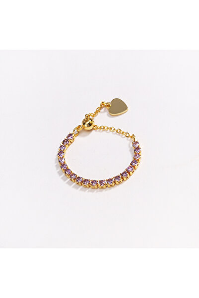 Choice gold purple Luxury Tennis Zircon Adjustable Chain Rings For Women Men ...
