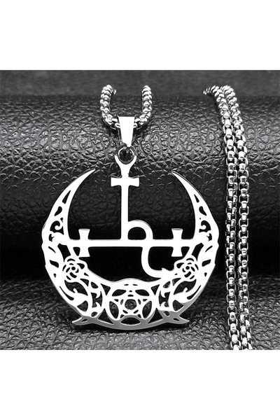 Choice 60cm Box SR Wicca Triple Moon Crescent Pentagram Pedant Necklace For W...