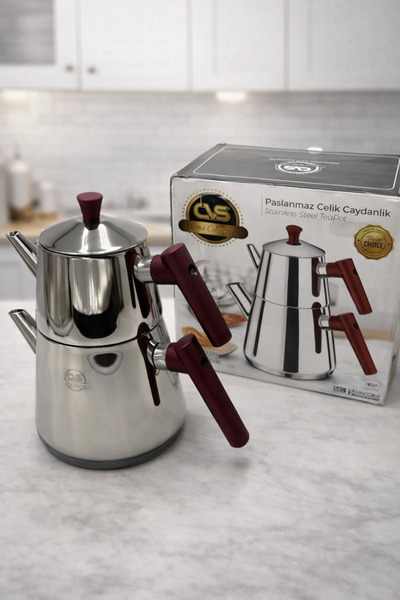 Rivorn CS Paslanmaz Çelik Orta Boy Çaydanlık 18/10 Kapsül Tabanlı – Alt 1.75 ...