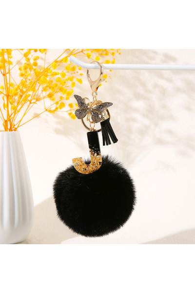 Choice سلسلة مفاتيح سوداء رائعة على شكل حرف من الأبجدية الإنجليزية (من الألف ...