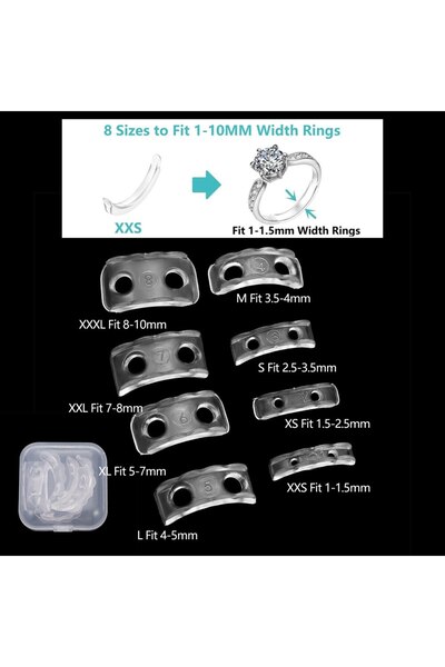 Choice مجموعة من 8 حلقات شفافة غير مرئية على شكل موجة، 8 مقاسات/علبة، مع أداة...