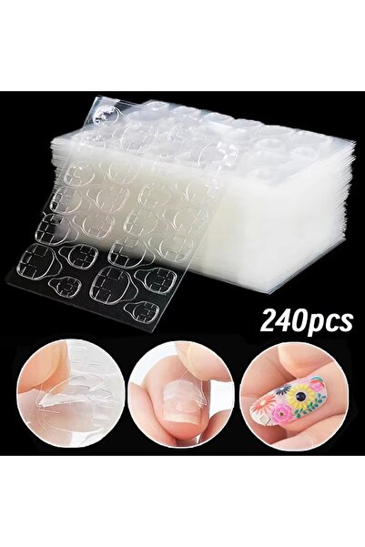 Choice Clear 240 Pieces Double-Sided Nail Jelly Glue Transparent Fake Nail Ar...
