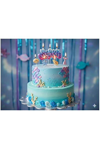 Bkmc HAPPY BİRTHDAY DENİZ KIZI TEMALI 5 PARÇA MUM