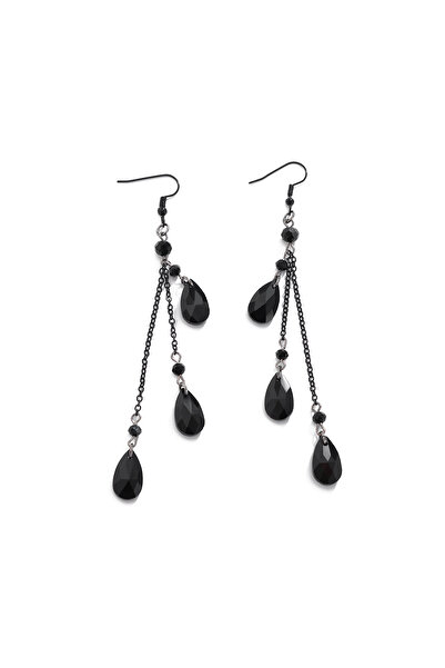 Choice black PuRui Trendy Black Stone Chain Eardrop For Women Elegant Three T...