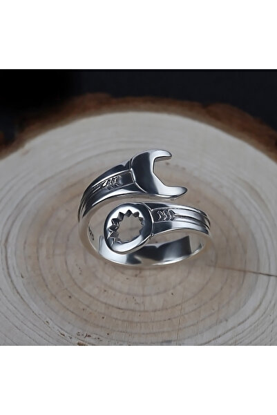 Choice خاتم فضي قابل لتغيير الحجم بتصميم كلاسيكي بسيط على شكل مفتاح ربط