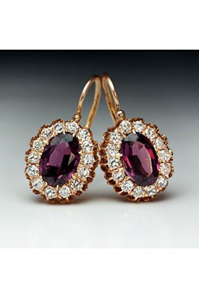 Choice Gold Exquisite Gold Color Red Crystal Zircon Stud Earrings for Women W...