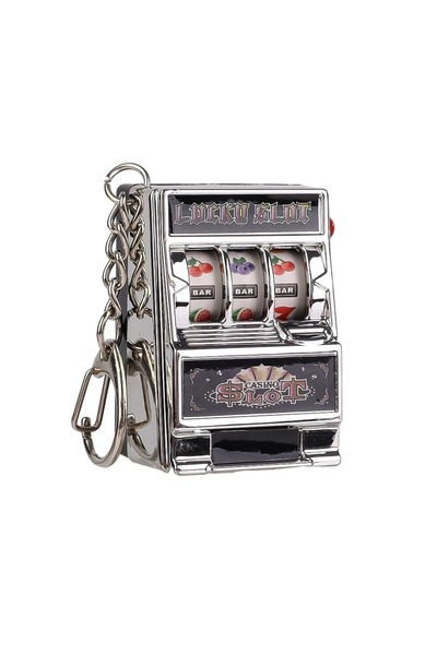 Choice سلسلة مفاتيح فضية بسيطة وعصرية على شكل لعبة ماكينة فاكهة، سلسلة مفاتيح...