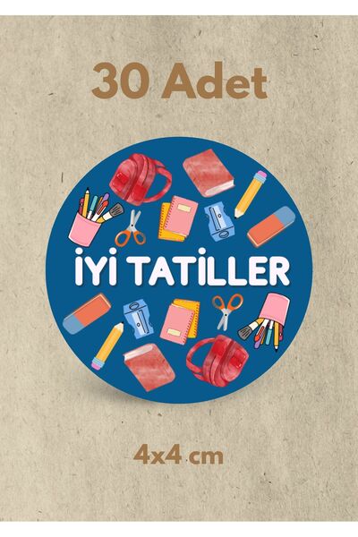 One Little Happiness 30 Adet İyi Tatiller yazılı Yapışkanlı Etiket, Sticker H...