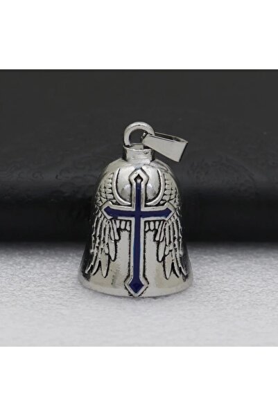 Choice 1PC Blue Retro Punk Style Guardian Bell Motorcycle Bells Men's Cross L...