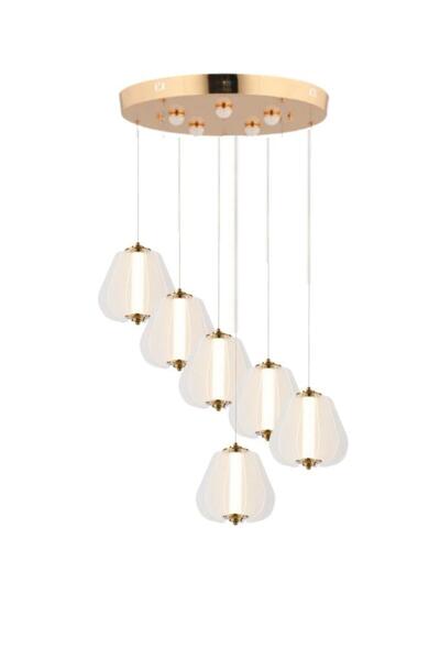 Apliqa Hopps 108 Watt 6'lı Yuvarlak Bakır Tekli Led Sarkıt Avize