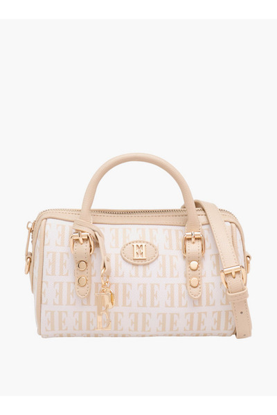 ELLE Monogram Print Tote Bag with Detachable Strap