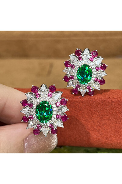 Choice E4195 Huitan Graceful Lady Gorgeous Stud Earrings Bright Colorful Zirc...