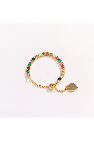 Choice gold colorful Luxury Tennis Zircon Adjustable Chain Rings For Women Me...