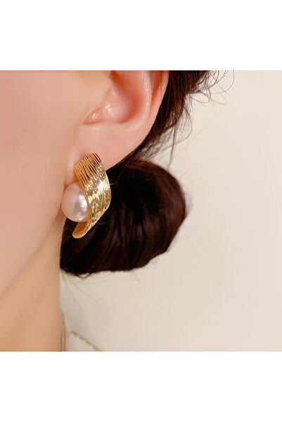 Choice أقراط متدلية أنيقة وعصرية بتصميم هندسي منحني من اللؤلؤ الصناعي، WC4471...