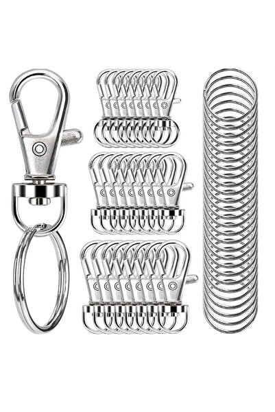 Choice silver color 20PCS Keychain Hook with Key Ring Keychain Clip Hook with...