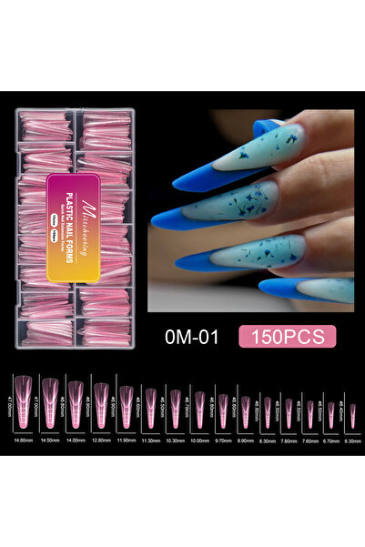 Choice OM-01 150 قطعة قوالب أظافر فرنسية بلاستيكية وردية اللون، قوالب مزدوجة ...