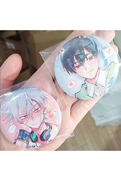 Choice قطعتان من دبابيس بروش أنمي، زوجان خجولان، فضائيان، إيفان تيل، شارة كرت...