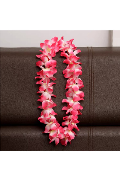 Choice قلادة زهور صناعية بوهيمية سميكة بطول 100 سم، باللونين الوردي والأبيض، ...