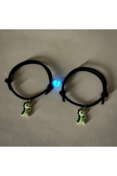 Choice 21cm B754A Luminous Heart cute green little dinosaur couple bracelet 2...
