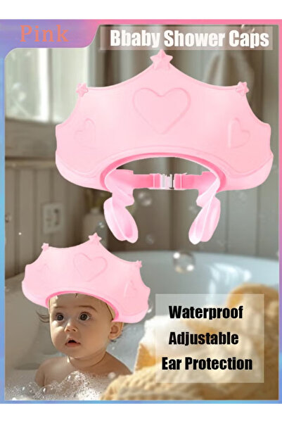 Generic قبعة استحمام للأطفال لحماية أذني الطفل أثناء غسل الشعر، قابلة للتعديل