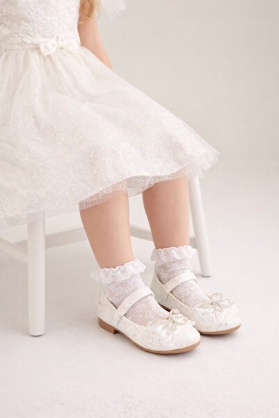 minibonito Balerini pentru fete cu detalii texturate, cu sclipici, nisip stră...