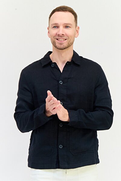 CELIO Men Regular Fit Solid Long Sleeve Casual Shirt, Black