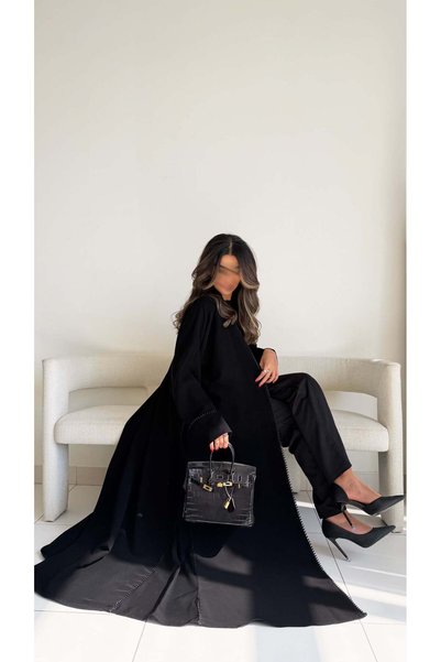 AYA MW1797 - Crepe abaya with added crocheted cord