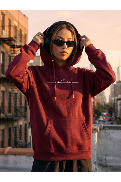 Shine Stone Women's Hooded Printed 3 Thread Combed Cotton Fabric Sweatshirt