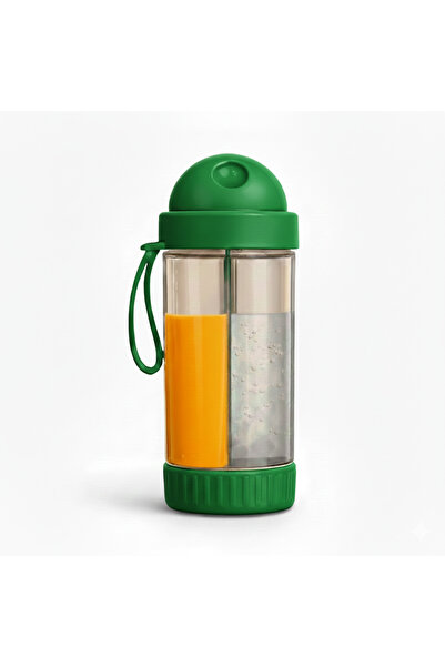 DURUBOX Twin Glass Çift Bölmeli Pipetli Çocuk Suluğu Matara 500 ml (BPA İçermez)