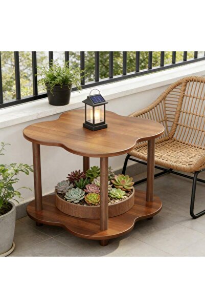 Mtanvxay طاولة خشبية بنية اللون مغطاة بأربع أوراق برسيم، غرفة معيشة وغرفة نوم...