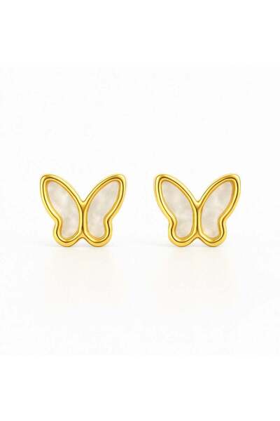 earss Butterfly White Gold Earring | Stainless Steel | 18K Gold Plated