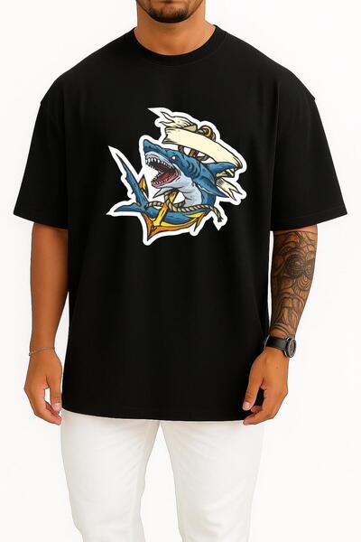 Bahriyeli Collection supradimensionat Rechin și ancoră piept și spate cu impr...