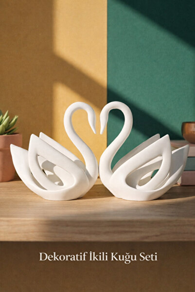 BOTE CONCEPT Dekoratif İkili Kuğu Seti – PLA Çevre Dostu Minimal Modern Biblo