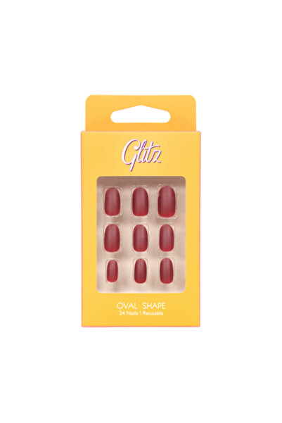 Glitz أظافر صناعية ذاتية اللصق - لون عنابي داكن مطفي رقم 5