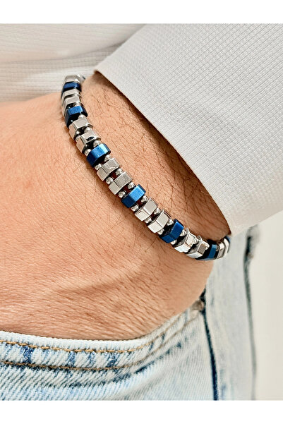 FERRO سوار رجالي من الفولاذ باللونين الفضي والكحلي FRJ10133A-L مع عبوة هدايا ...