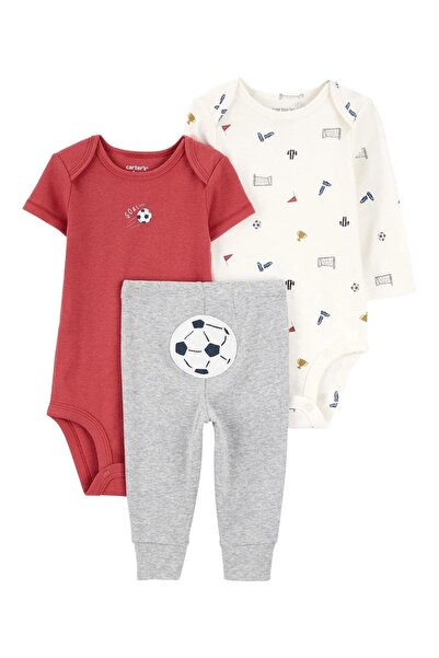 Carter's Erkek Bebek 3-24 Ay Desenli Body Üçlü Takım Kırmızı