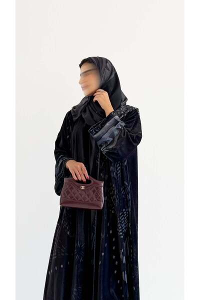 AYA MWT615 - عباية مخمل طباعة