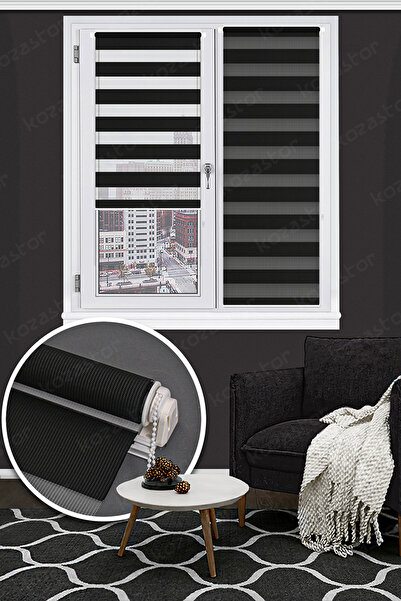 Kozastor Mini Sistem Zebra Stor Perde - Siyah 125v09