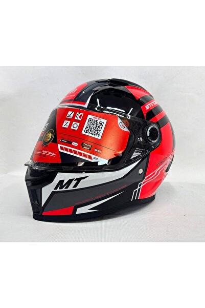 MT KASK FF126 STINGER 2 TRON B12 GLOSS Siyah - Kırmızı (ŞEFFAF VİZÖRLÜ) Şekil...