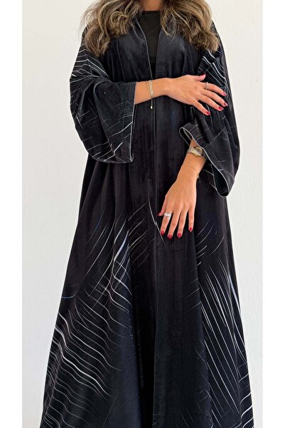 AYA MWT886 - عباية مخمل طباعة