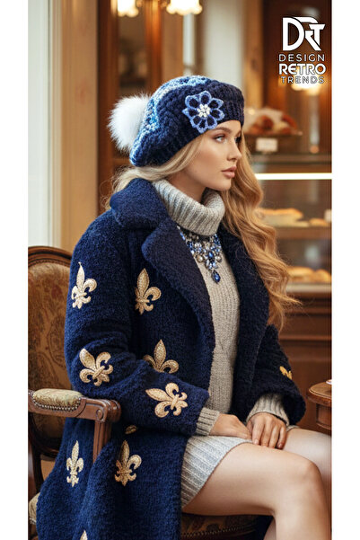 drt tasarım Blue Artisan Wool French Painter Beret