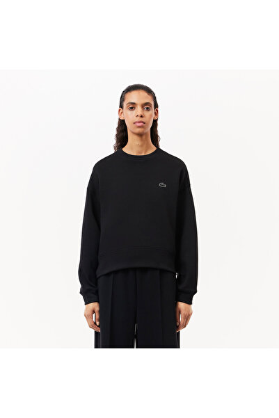 Lacoste Kadın Oversize Fit Fermuarlı Beyaz Sweatshirt