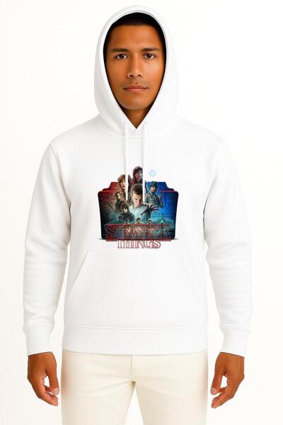 Bahriyeli Collection Hooded Stranger Things Folder Chest Printed Unisex Sweat...